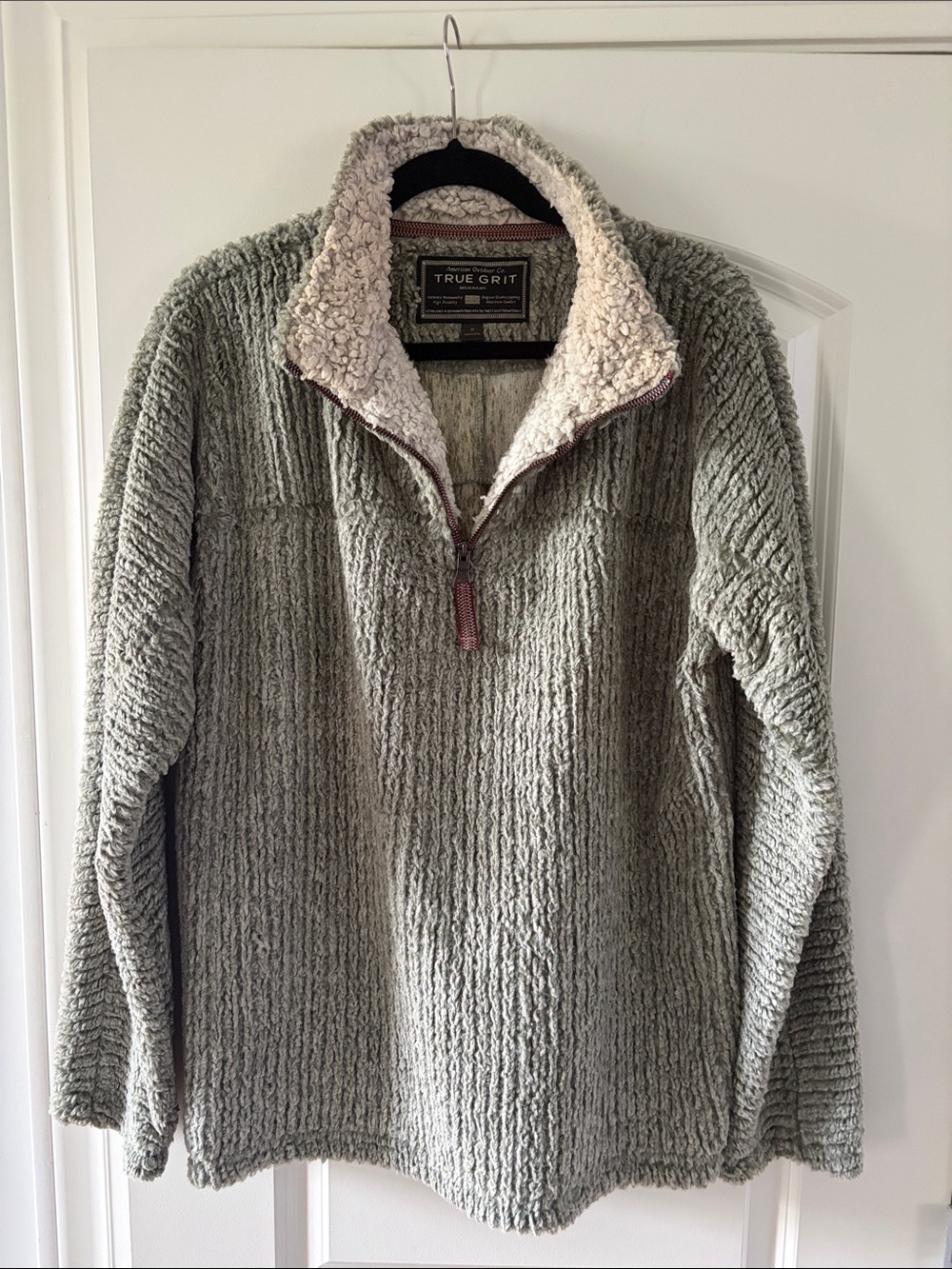 True Grit Men's Sage Sherpa Half-Zip Pullover with Cream Lined Collar